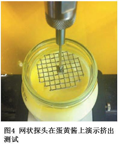 网状探头在蛋黄酱上演示挤出测试—全脂和低脂产品的质构分析