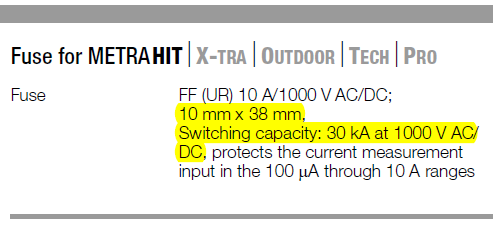 保险开断容量是30kA 1000V AC DC