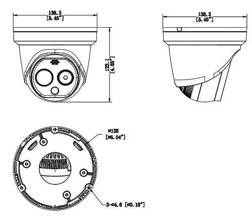 DS-2TD1228系列热成像双光谱半球外形尺寸