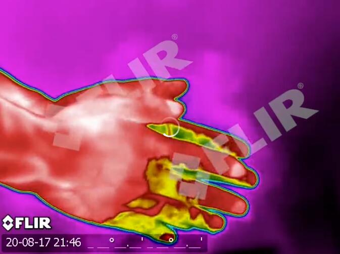 FLIR G系列记录洗手液酒精挥发的情况