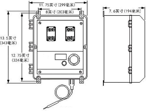 TB4000温度控制器正视图和俯视图